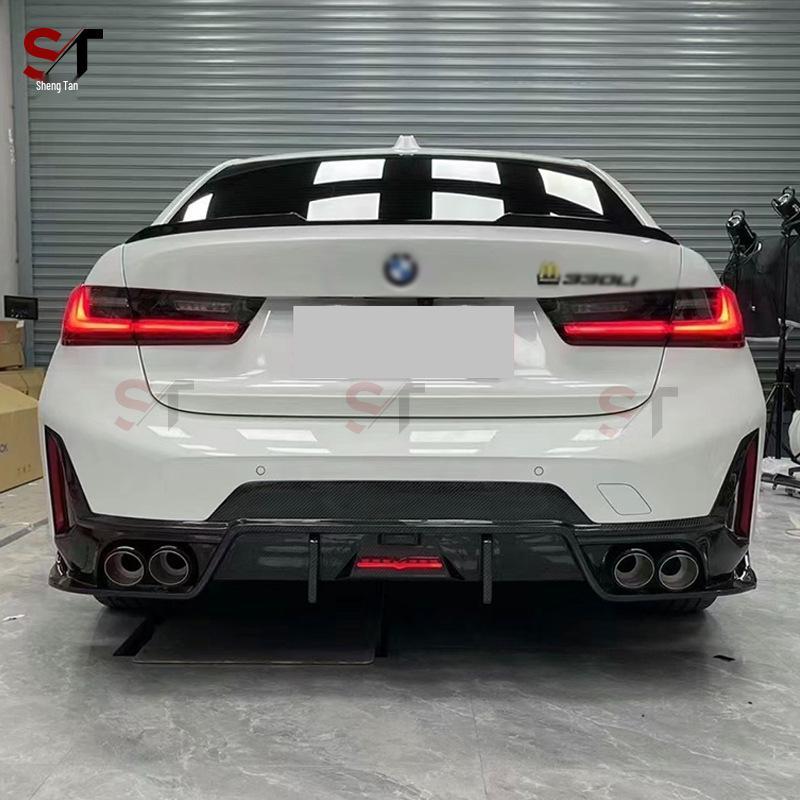 BMW 3 Series G20/G28 Carbon Fiber Rear Diffuser Corner Bumpers with Lights