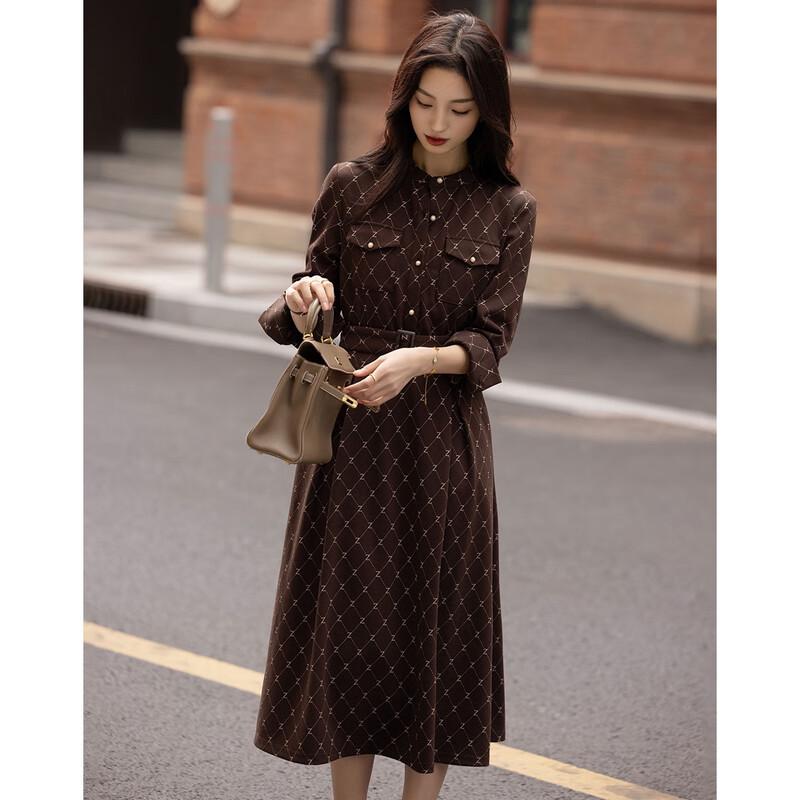 Demana Urban Light Luxury Jacquard Belted Dress