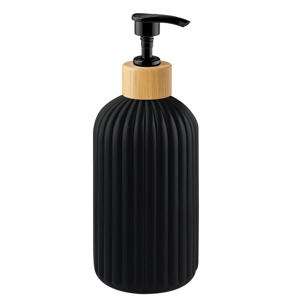 

Glass Soap Dispenser with Bamboo Pump,Refillable Liquid Hand soap Dispenser for Bathroom, Premium Kitchen Sink Soap Dispenser чёрный