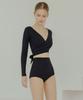 VIKINI VENDER Cross Wrap Long Sleeve High-Waisted Bikini - Black