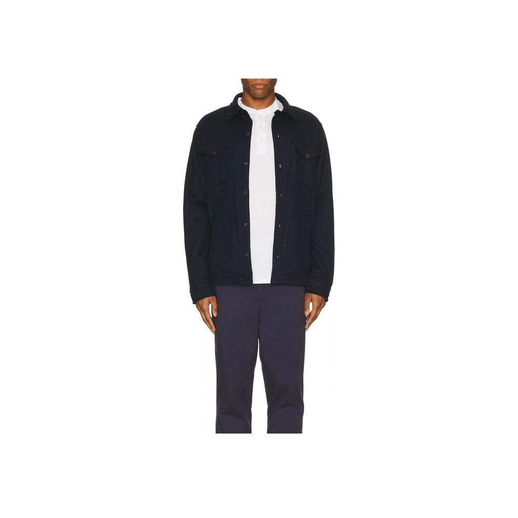 Polo Ralph Lauren Solid Color Polo Collar Pocket Single Breasted Long Sleeve Jacket Men jackets Navy-Blue 710951700-001