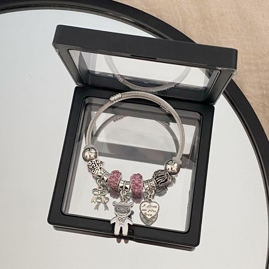 Panjia Dora Women's Stainless Steel Beaded Bracelet - European American Versatile Luxury Jewelry