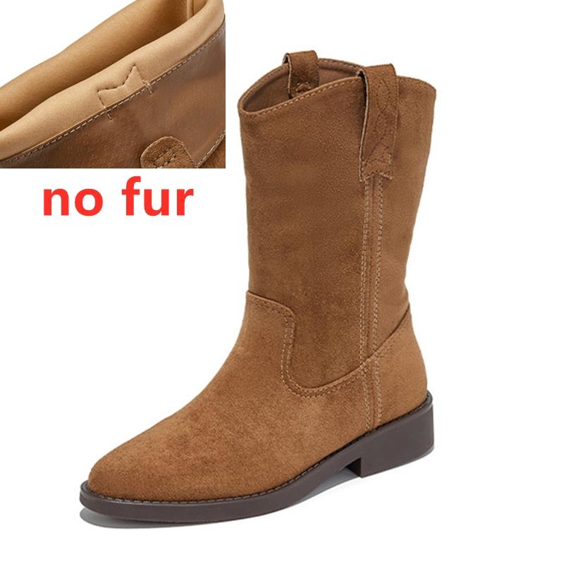 

Мода 2025 Новые женские ковбойские сапоги Нескользящие плиссированные до середины икры Женские ботильоны Большой размер Модные женские байкерские сапоги 35