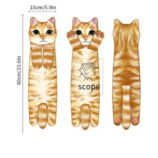 Popular Cute Cat Hand Towel - Hangable, Thick, for Kitchen and Bathroom