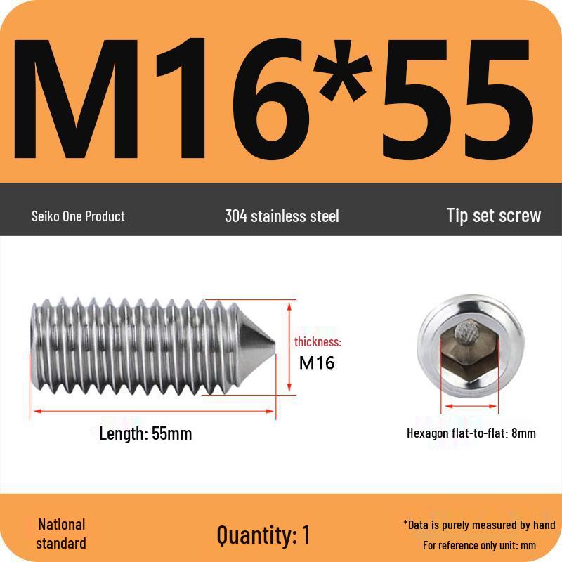 304 Stainless Steel Internal Hex Set Screw | Headless Grub Screw M2-M16