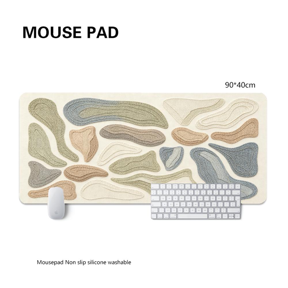 Offwhite Neutral Morandi Greygreen Stone Abstract Texture Playmat Minimalist Wabisabi Gaming Desk Mat