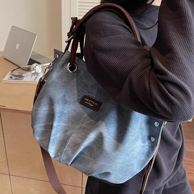 Retro Casual Handbag Stylish Tote Bag Color-blocked Zipper Shoulder Bag Class Commuting Crossbody Bag High-quality Pu Travel Bag