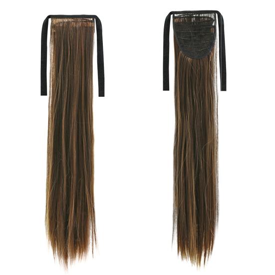 Long Straight Curly Ponytail Hair Extension Wrap Around Ribbon Clip-in Hairpiece