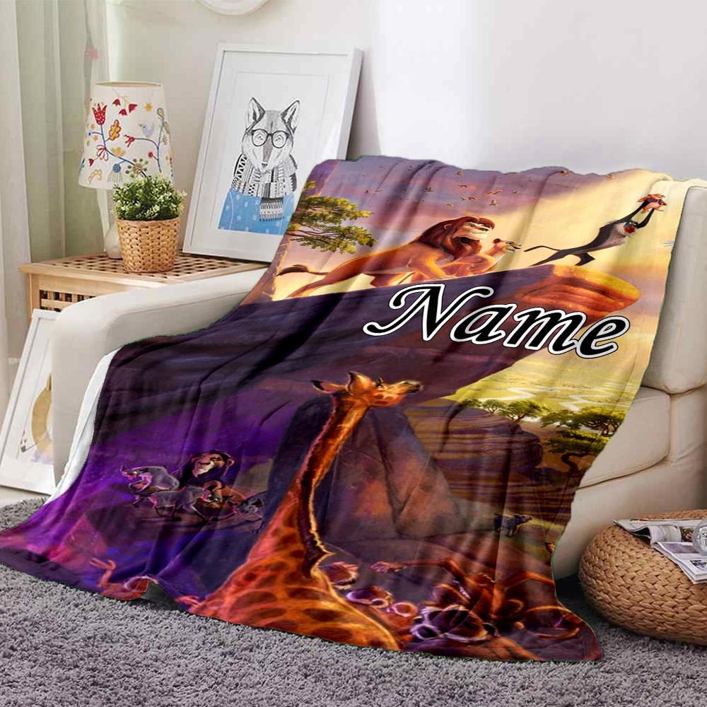 Custom Name Lion Adventure Party Blanket For Couch Bed Plush Cozy Fuzzy Blanket Super Soft Warm Blankets For Fall And Winter 0916267