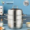 Dantemei 304 Edelstahl 3-Lagen Dampfkochtopf