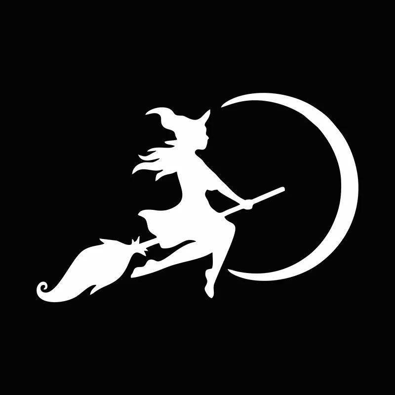 LYKX Die Hexe fliegt zum Mond Lustiger Autoaufkleber Vinylaufkleber Selbstklebeaufkleber für den ganzen Körper
