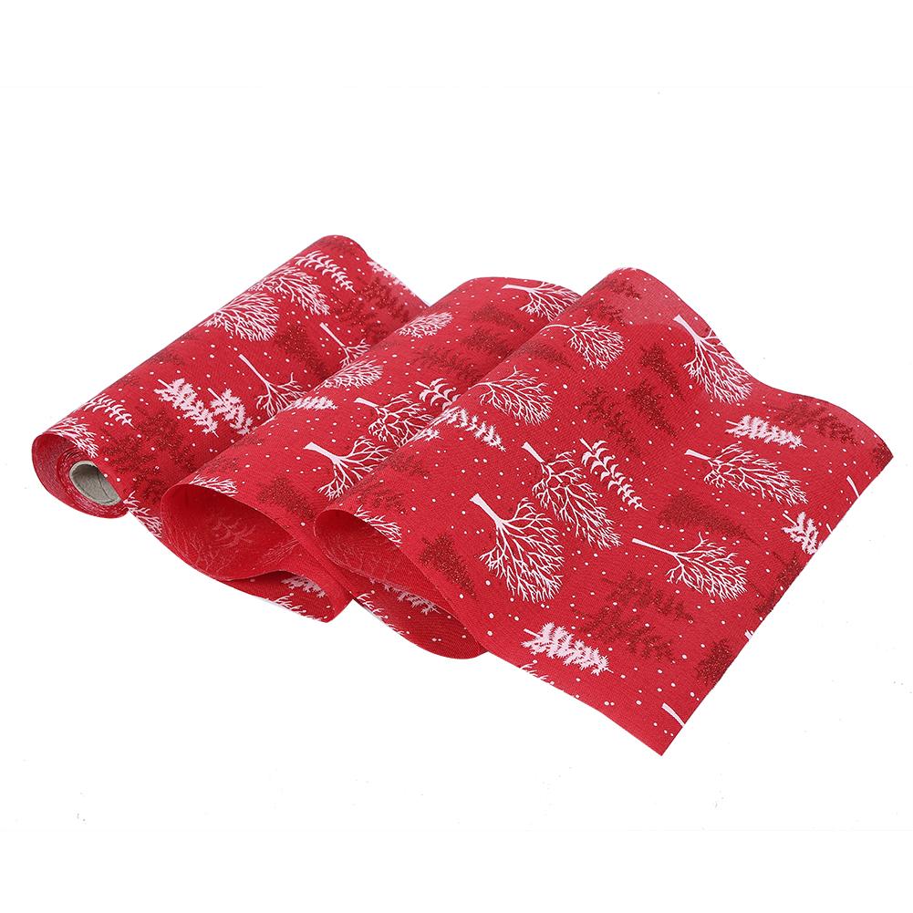 Household Christmas Polyester Printed Table Runner Cloth Home Party Banquets DecorationA Type Red Christmas Tree