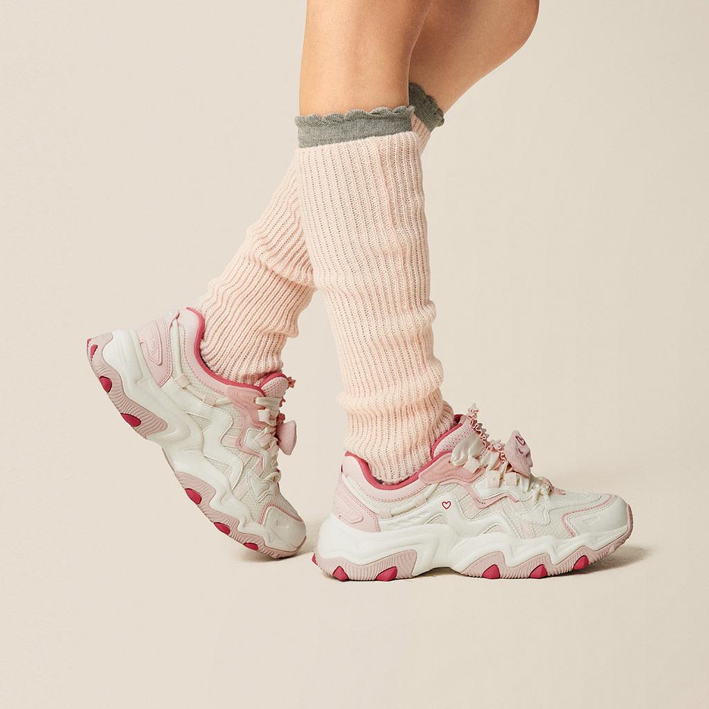LOL x Li Ning Cat Paw Lite 2 Slip Resistant Abrasion Resistant Low top Chunky Sneakers Women's Beige Pink AGCV236-1