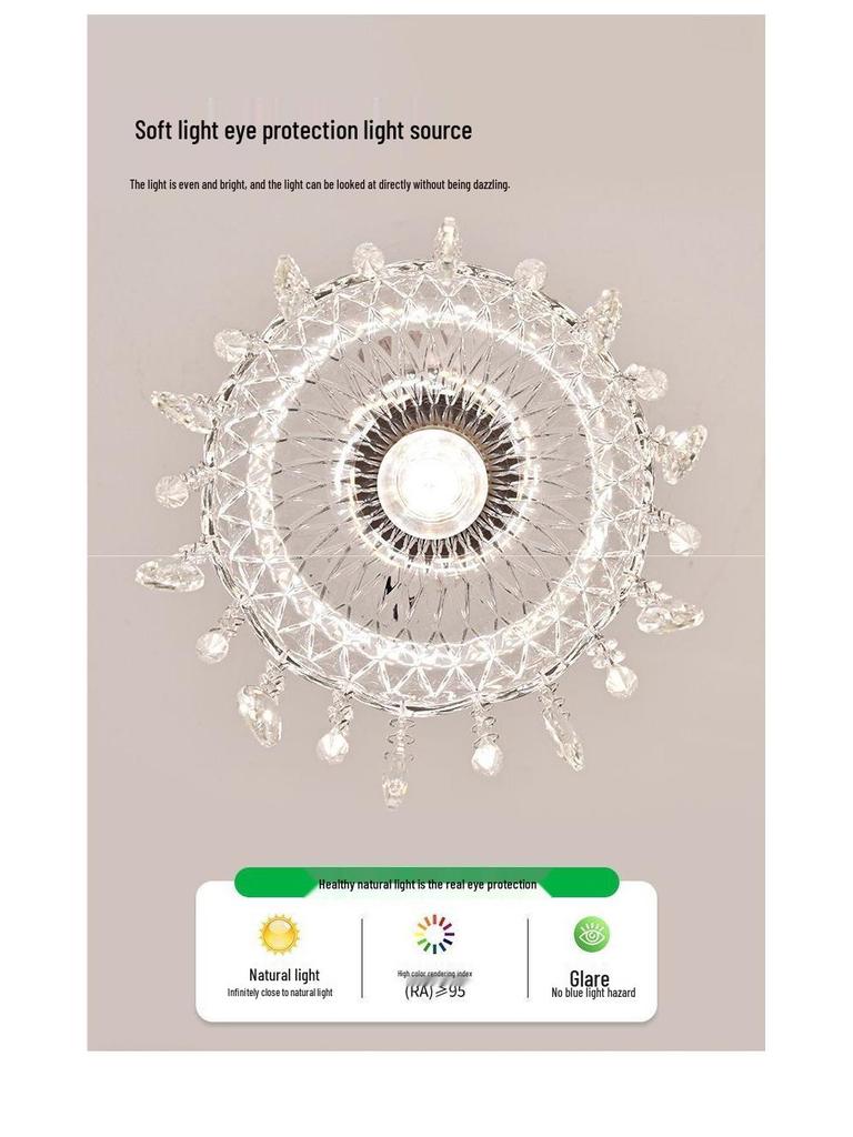 Chinese Style Retro Crystal Pendant Ceiling Light for Corridor, Aisle, Entrance, or Balcony
