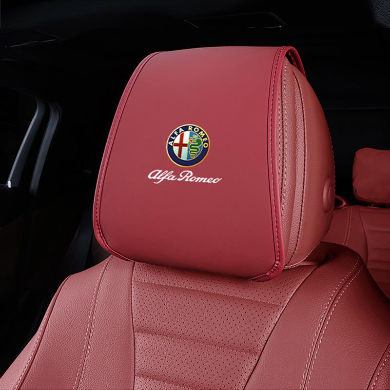 Leather Car Pillowcase Car Supplies Headrest Cover For Alfa Romeo 4C 159 Spider Giulia Giulietta 156 Anti Fouling Decoration Mat