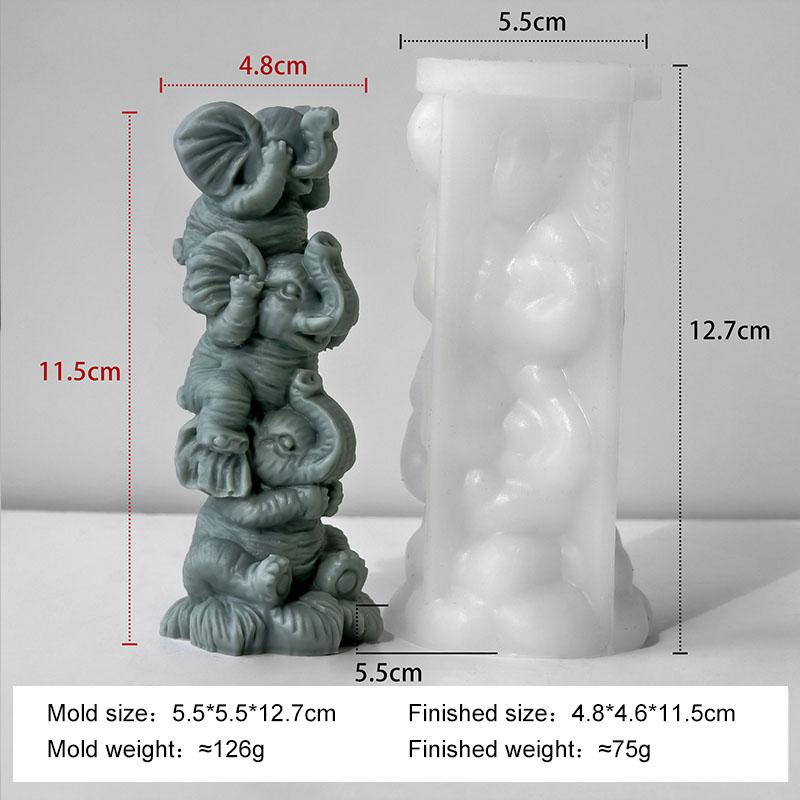

Cartoon Elephants Silicone Candle Mold Handmade Aroma Plaster Resin Stacking Elephant Mould Soy Wax Candle Making Supplies