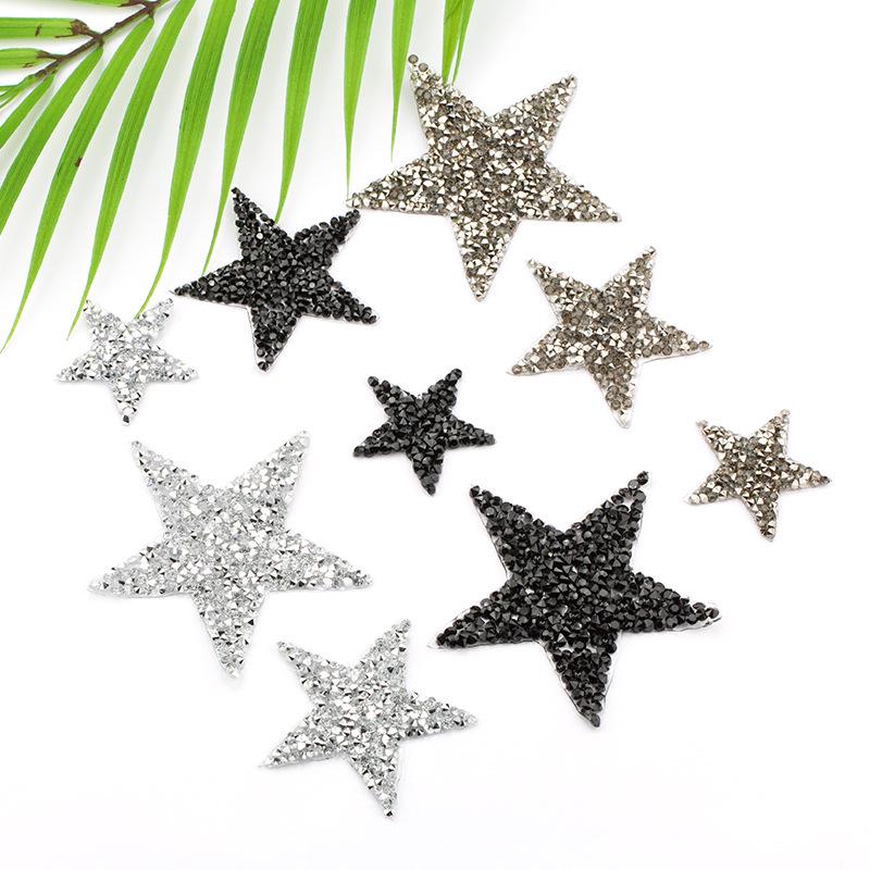 Star-Shaped Rhinestone Resin Patches: 5-Piece Pack for DIY Clothing Accessories