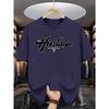 Summer Men's Casual Loose Fit Plus Size Houston Letter Print Sporty Crew Neck Short Sleeve T-Shirt