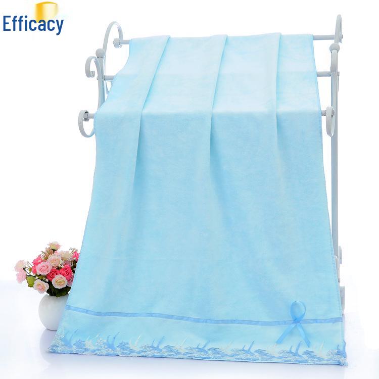 Prosoape de baie moi, absorbante din microfibră cu bordură din dantelă - Set de două piese, prietenoase cu pielea