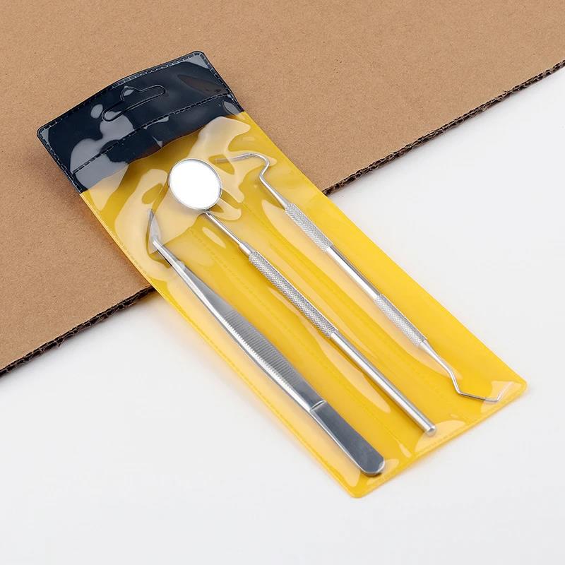 Dental Tool Set Dental Mirrors Oral Scope Tweezers 3pcs Stainless Steel Teeth Cleaning Tool Oral Dental Cleaning Kit Dentist 3