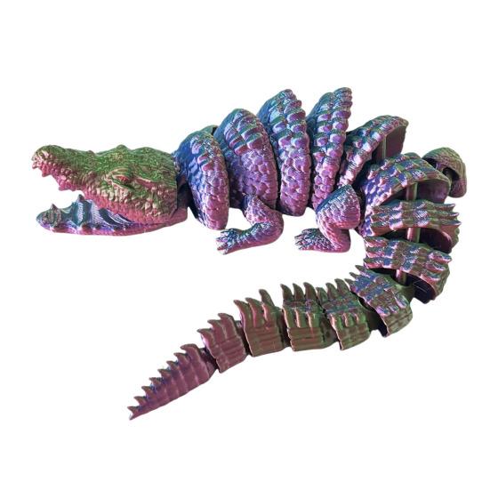 3D Printed Crocodile Toy Articulated Crocodile Ornament Crocodile Action Figure Fidget Toy Gift for Adults Home Office Desk Decor