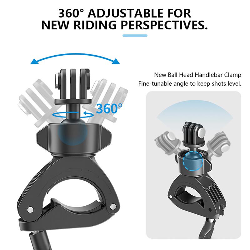 Motorcycle Bike Handlebar Camera Mount Bicycle Tube Bracket Clip Holder for Gopro Hero Insta360 Osmo Action Camera Accessories