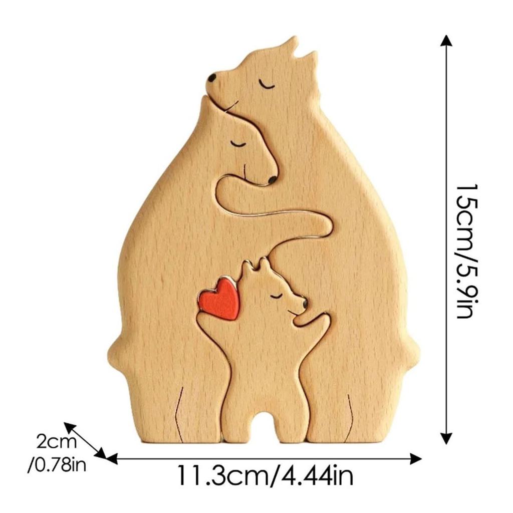 Motyw Rodziny Niedźwiedzi Drewniane Puzzle Artystyczne Drewniana Rzeźba DIY Słodki Członek Rodziny Niedźwiedzi Puzzle Dekoracja na Biurko do Domu Prezent na Dzień Matki
