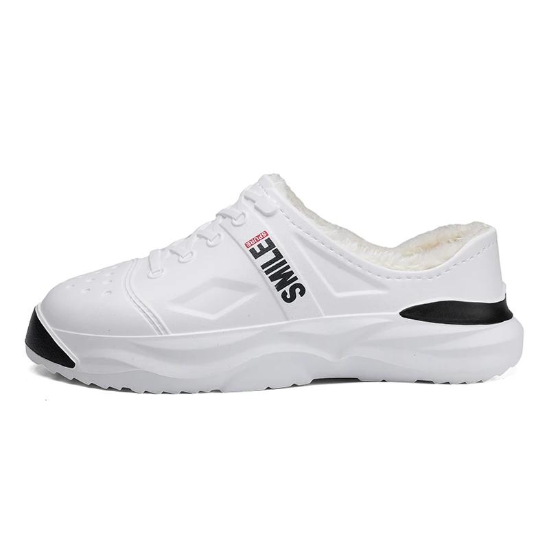 

Повседневная обувь с круглым носком, гибкая, слипоны, водонепроницаемая, удобная, модная, универсальная, нескользящая, износостойкая, с плюшевой подкладкой, сохраняющая тепло 44-45 белый