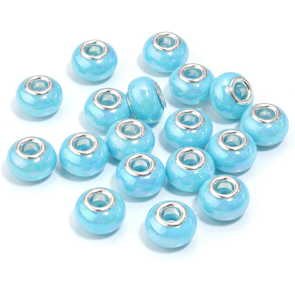 20 Stück Runde Harzperlen Keramikfarbe Beschichtet Farbe Großes Loch Lose Perlen Für Schmuckherstellung DIY Halskette Armband Ohrring Dekoration