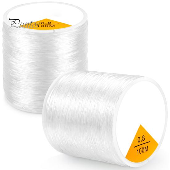 2 Rotoli Cordoncino Elastico Trasparente Filo Elastico per Braccialetti Resistente all'Usura Cordoncino Elastico per Perline Fai da Te per Creazione di Gioielli