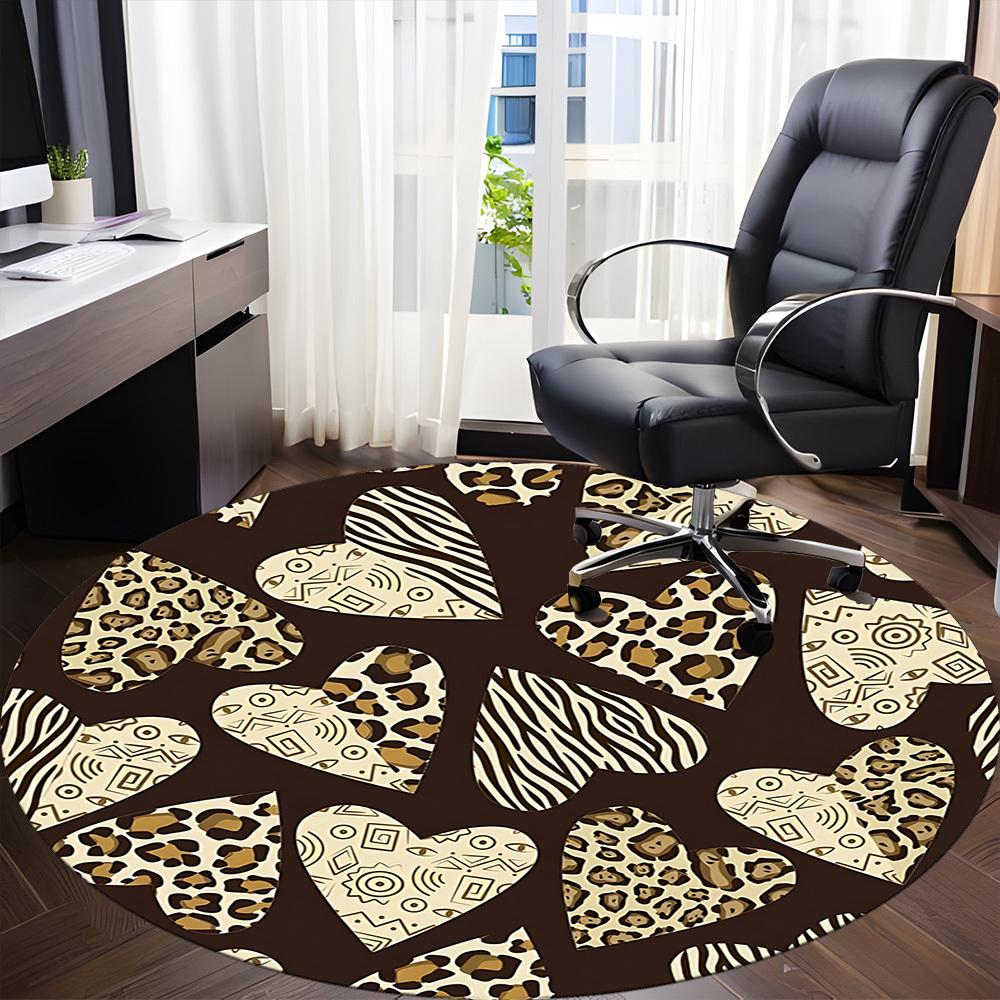 1pc Heart Patterns Office Round Rug, Non-slip, Soft and Durable Office Rug for Interior Decoration, Perfect for Office,Decoration Yy260204039