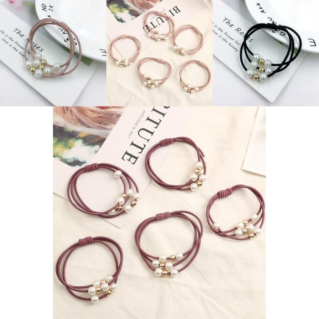 Korean Version Of The Three-strength Rubber Band High-elastic Pearl Head Rope For Women And Girls