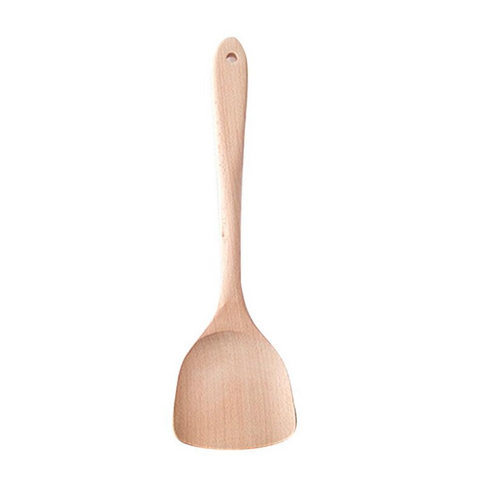 Natural Wok Shovels Cookware Cooking Tool Hanging Wooden Spatula Kitchen Utensil Turner Shovel