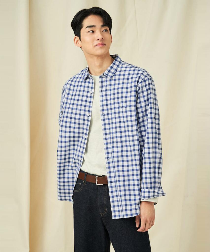 Binpolmen Melange Check Shirt Navy (Bc5164C31R)