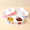 Pipitao Cross-border Pet Feeder, Oval Color Printed Melamine Pet Double Bowl