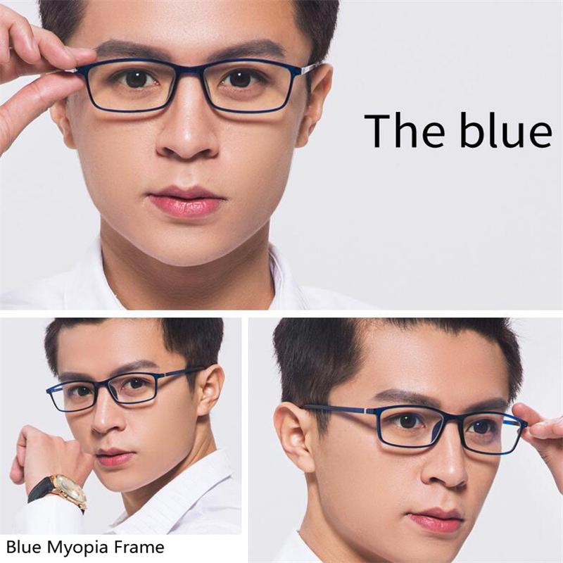 TR90 Square Myopia Glasses -1 0 To -6 0 Prescription Eyewear Unisex Blue Red Transparent Black Frame Lightweight Durable