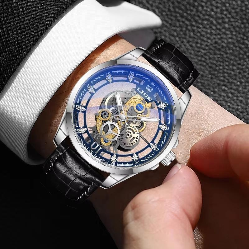 Men Watch Skeleton Quartz Wristwatch Gold Skeleton Retro Man Watch Top Brand Luxury Clock Mens Watches