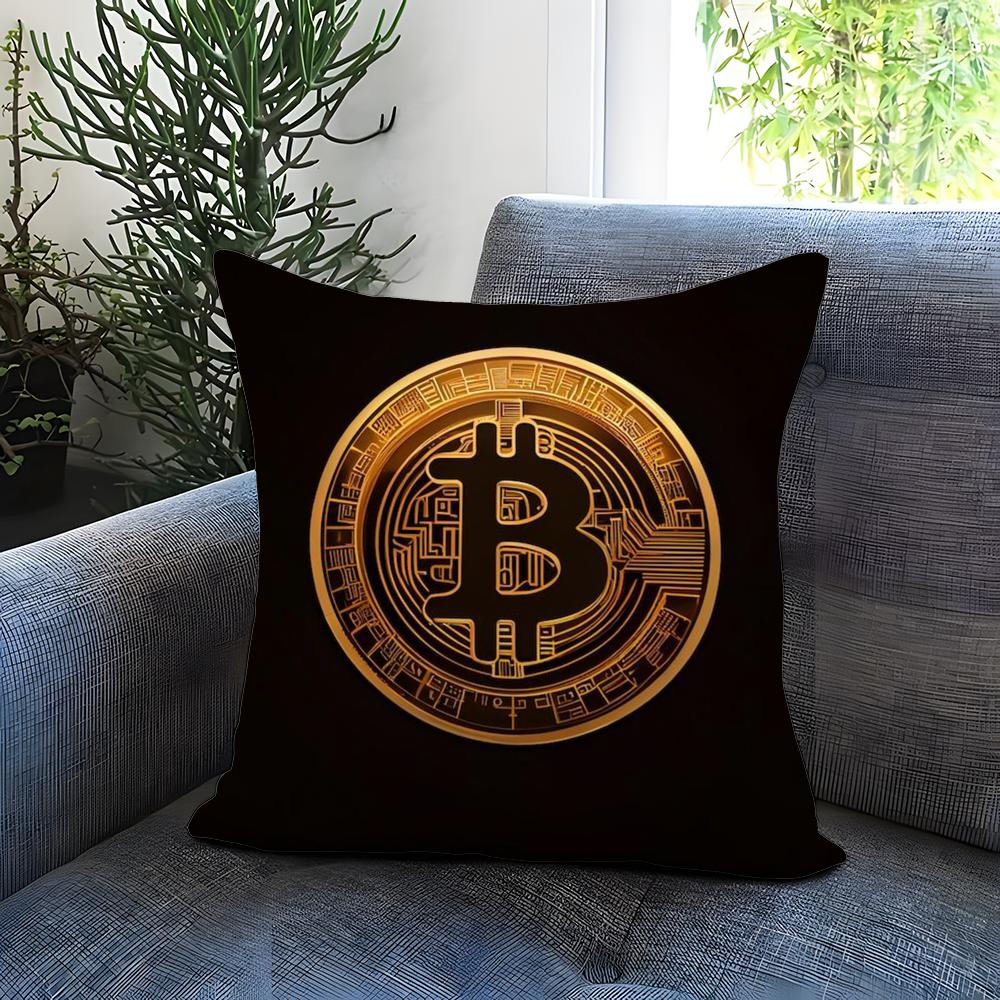 B-Bitcoin Cryptocurrency Btc Cushion Cover Comfortable Reversible Pillow Cover Ideal for Car Sofa Bedroom & Beyond