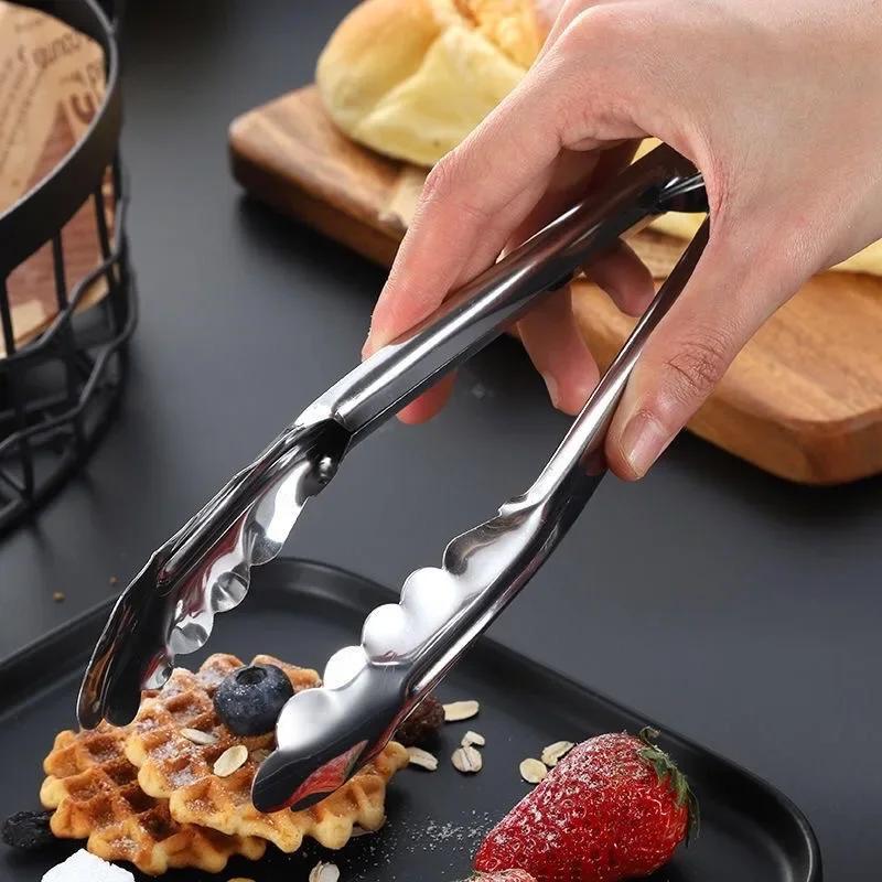 Kitchen Food Stainless Steel Tong Tool Heat Bread Salad BBQ Cooking Serving Utensil Bead Clip Clamp Meat Barbecue Tools Buffet