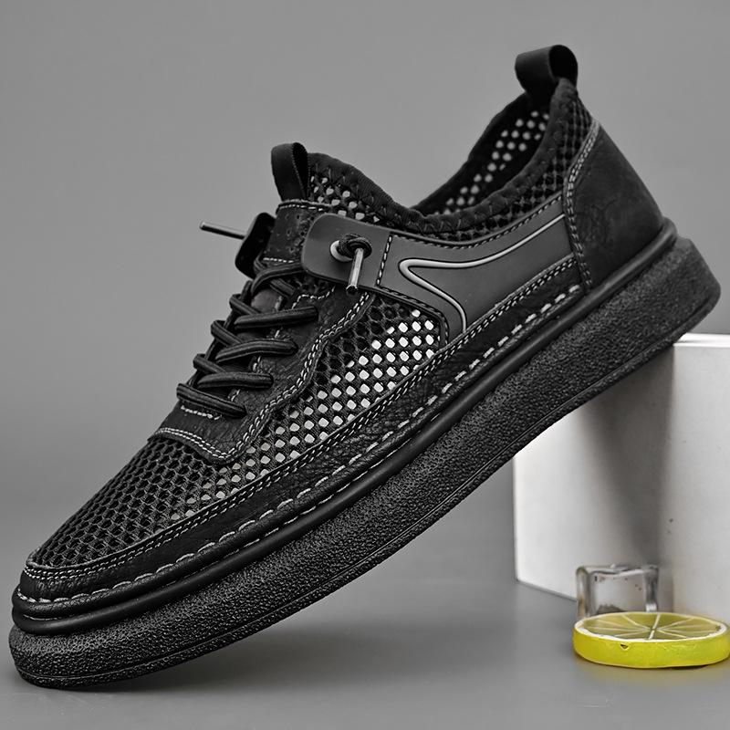 Hollow board shoes men's casual trend mesh one pedal breathable summer 2025 new student lazy shoes