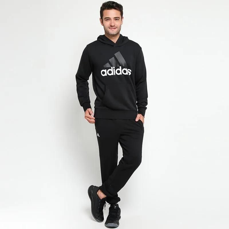 Adidas Logotrykk Casual Hettegenser Langermet Sweatshirt Herre Topper Svart S98772