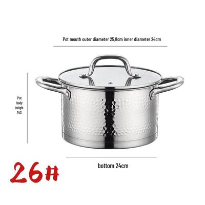 ZISIZ Hammered Stainless Steel Straight-Sided Stockpot