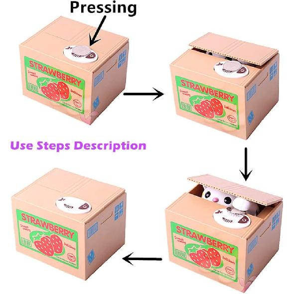 ALIMITOPIA Saving Money Box,Vocal Mischief Stealing Coin Piggy Bank Coin Storage Pot (Cartoon Cat)