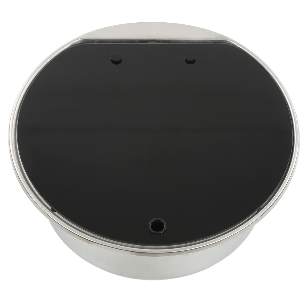 RV Sink Single Bowl Stainless Steel Hand Wash Basin Sink with Tempered Glass Lid for Caravans Camper