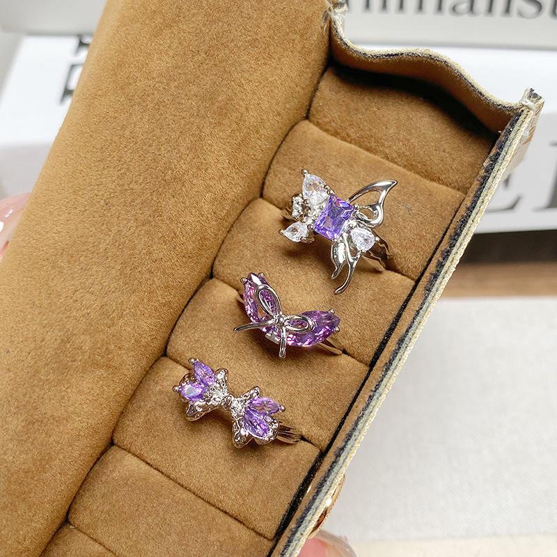 [Crystal Color Diamond] Color Treasure Full Diamond Super Immortal Zir*****Pening Ring French Niche Light Luxury High Sense Ring Female