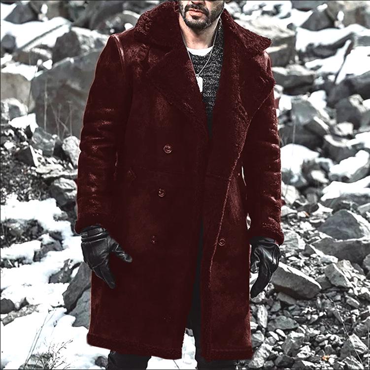 2026 European Style Men's Shearling & Faux Leather Warm Coat, Lambswool Faux Suede, Top Seller