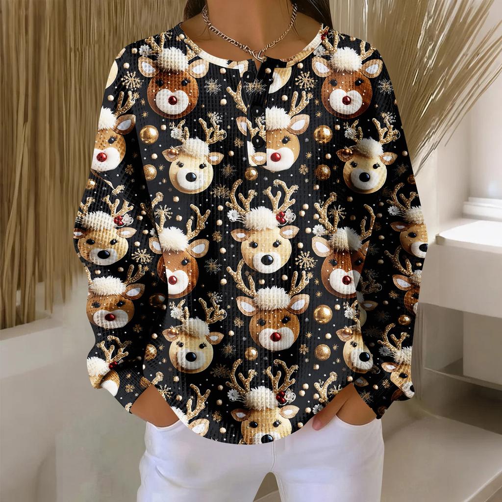 Women's Casual Shirts Long Sleeve Tops Button Up V Neck Loose Knit Fall Favorites For Women