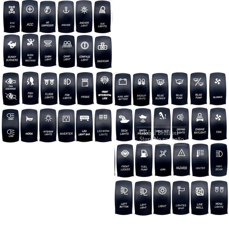 For Car Truck Marine 12V/20A 24V/10A Boat Rocker Switch Toggle 5Pin SPST / 7Pin DPDT ON-Off Switch with LED Light