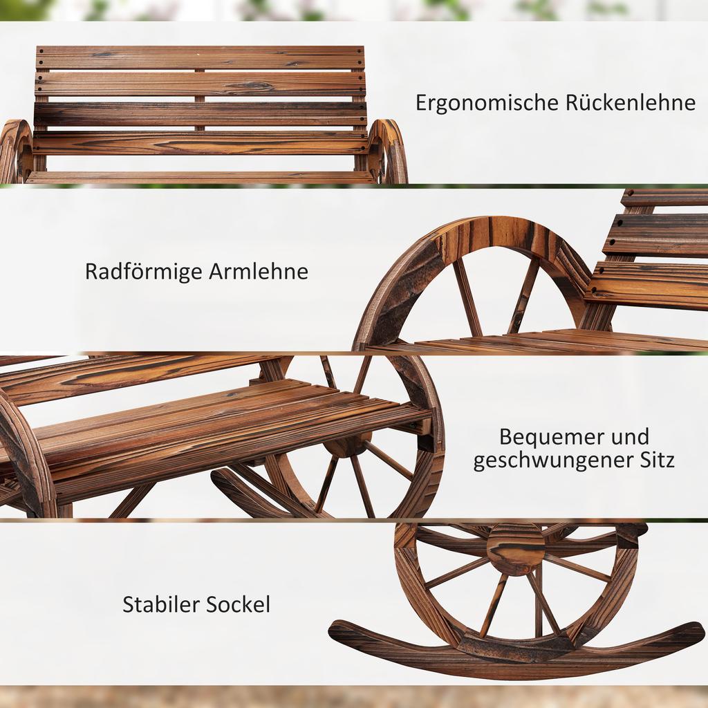 Garden Swing Bench. 2-person Swing. With Wheel-shaped Armrests. For Balcony, Garden, Patio. Carbonized