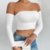European and American camisole with waist-cinching short sleeves, sexy sleeve cropped tube top, strapless design